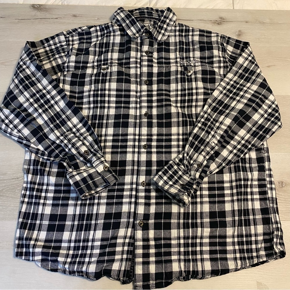 Pelle Pelle Black and White Plaid Flannel Long Sleeve Shirt, Size 2XL